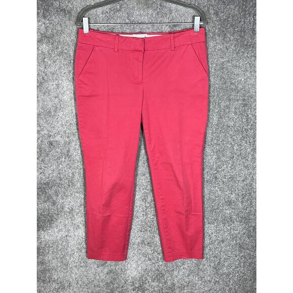 J Crew Cafe Capri Pants Womens Size 6 Pink Pockets Stretch Cropped Chino‎ - Picture 1 of 8